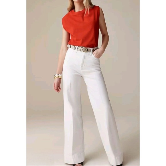 J. Crew Pants - J.Crew Five-Pocket Wide-Leg‎ Trousers Jeans in White Wash Women's Size 32 NEW